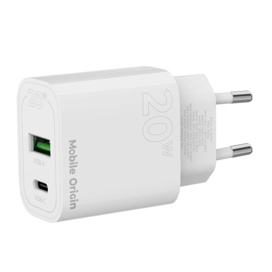 Mobile Origin PD20W Wall Charger MO12 white 1x USB-A + 1x USB-C #5