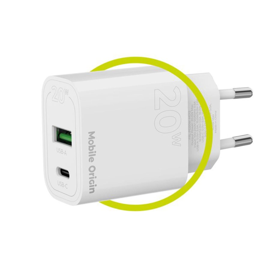 Mobile Origin PD20W Wall Charger MO12 white 1x USB-A + 1x USB-C #10