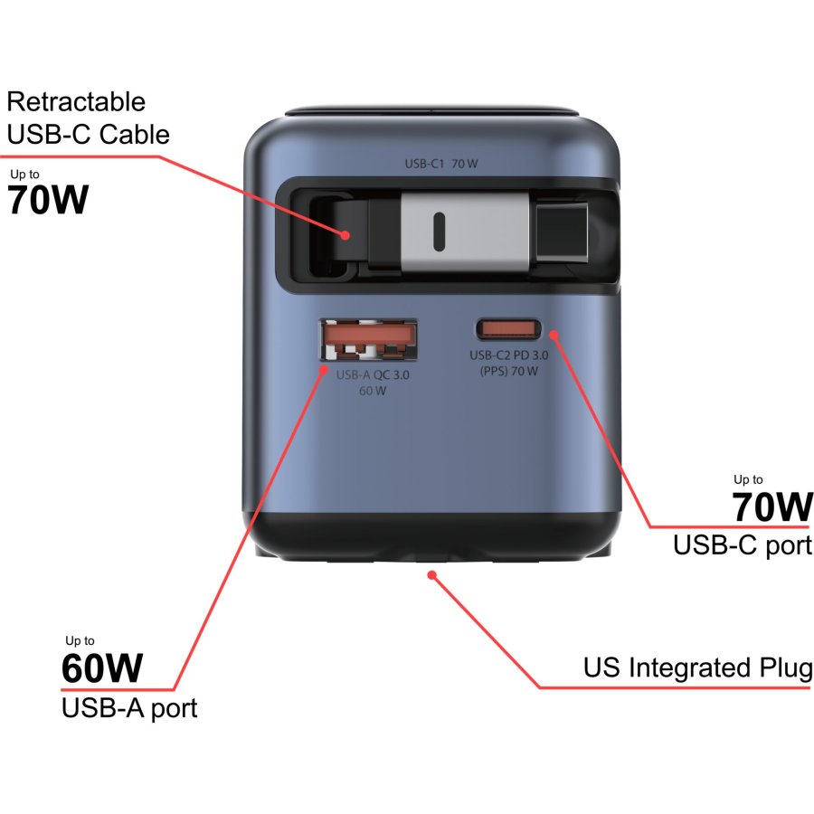 Verbatim Mini GaN Charger 70W einziehbares Kabel+Display 32059 #8