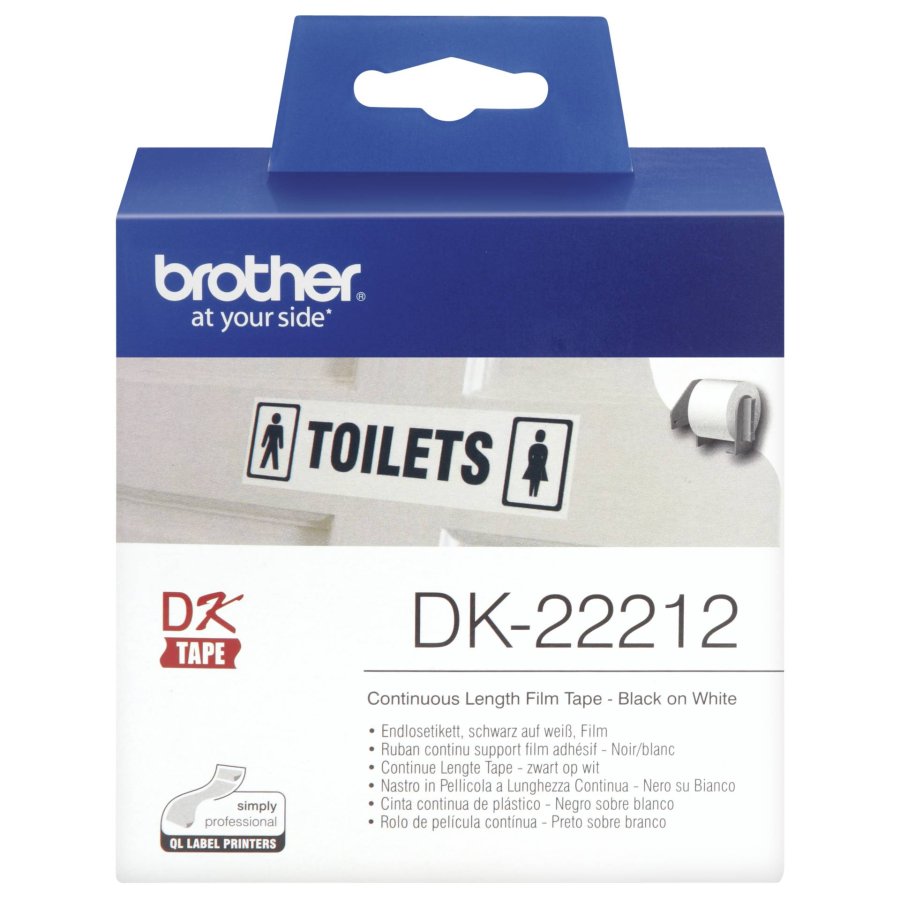Sammenhngende etiket Brother DK22211 29 mm Sort Sort/Hvid Hvid #1