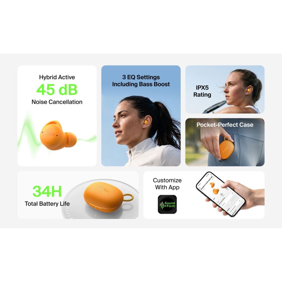 Belkin Soundform Isolate Noise Cancel. In-Ear orange AUC017hqOG #8