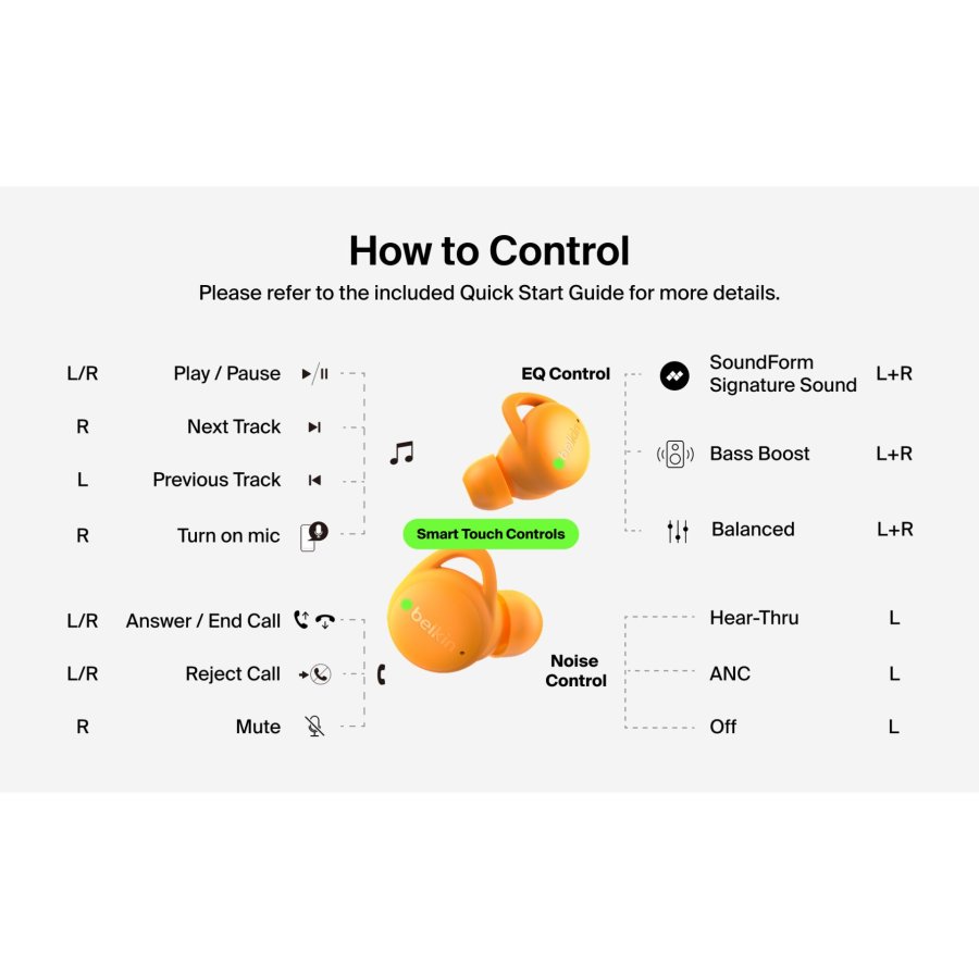 Belkin Soundform Isolate Noise Cancel. In-Ear orange AUC017hqOG #9