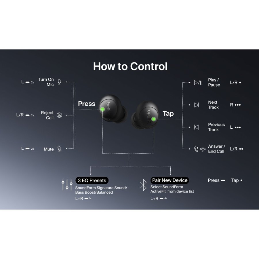 Belkin Soundform Dot Kabellos In-Ear Kopfhörer grau AUC019hqGY #7