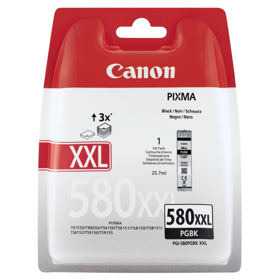 Canon PGI-580 XXL bl�kpatron 1 stk Original Ekstra (Super) h�jt udbytte Sort #1