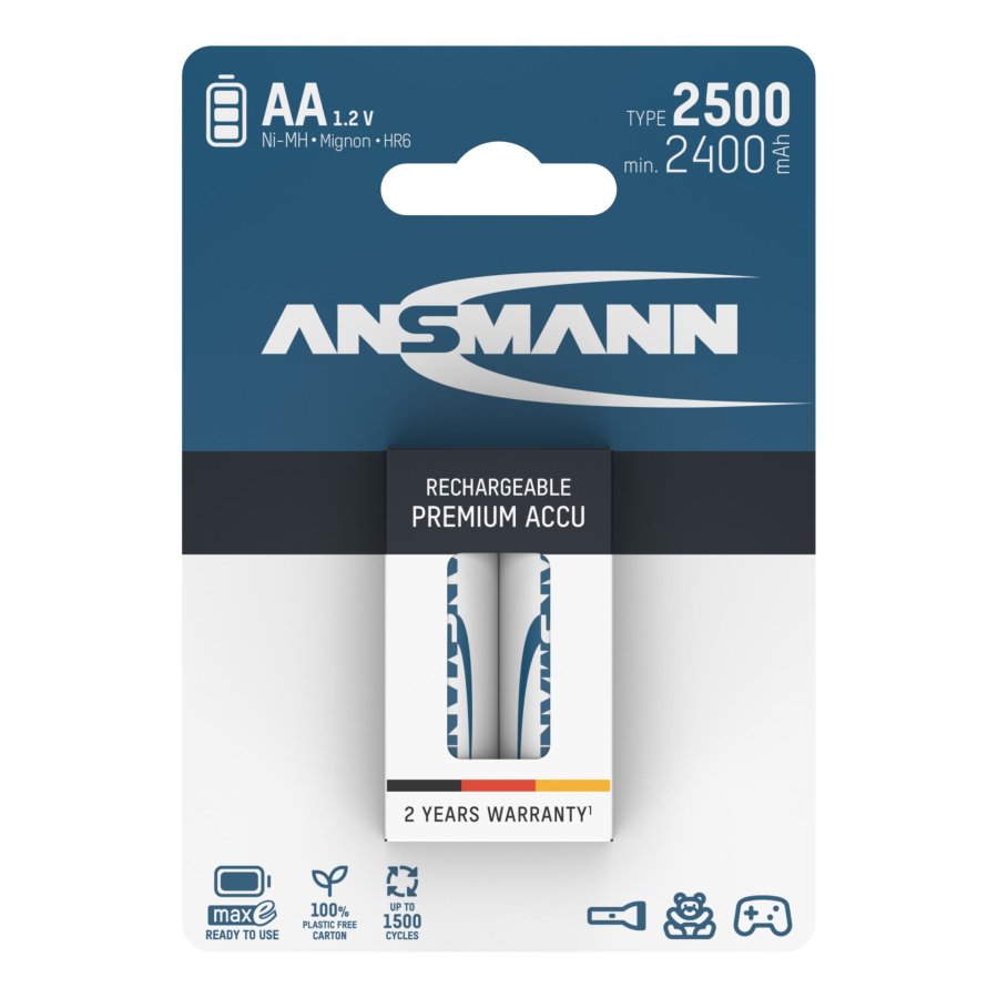 1x2 Ansmann maxE NiMH rech.bat. 2500 Mignon AA 2400 mAh #1