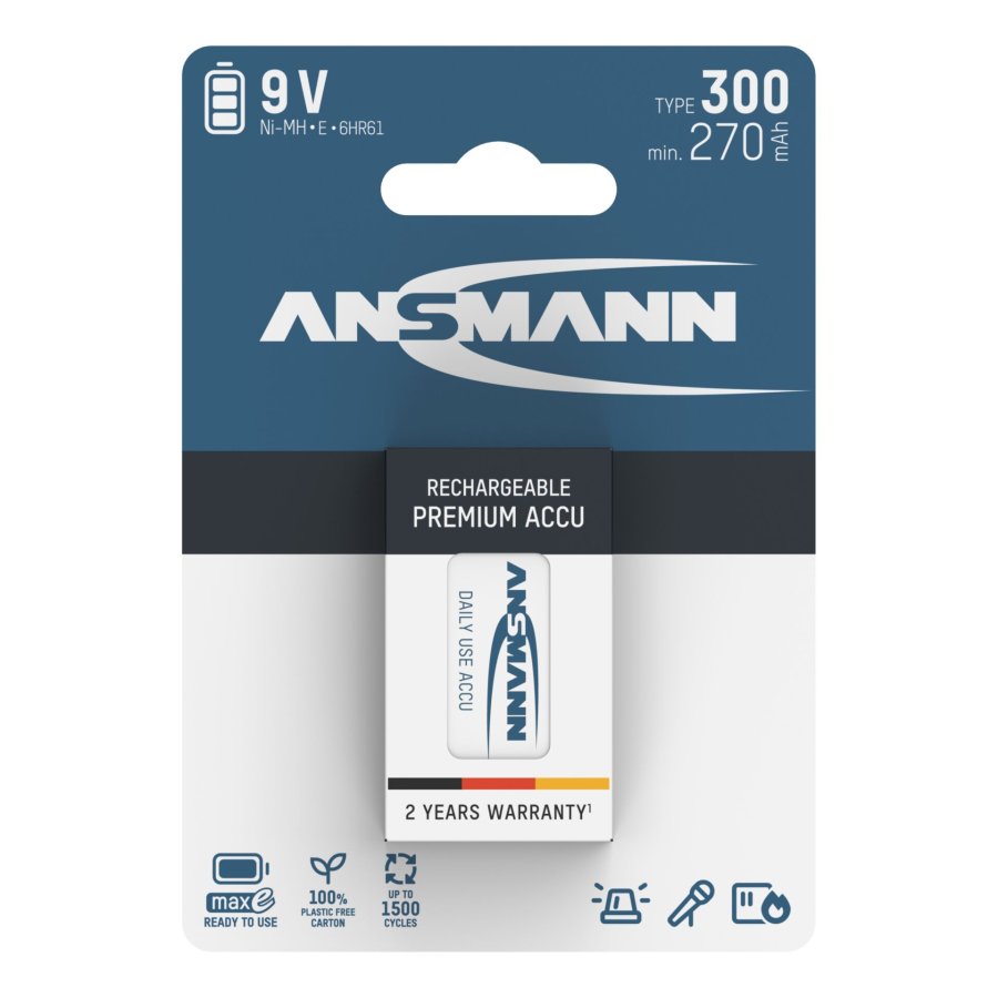 1 Ansmann maxE NiMH Akku 300 9V  270 mAh              5035453 #1