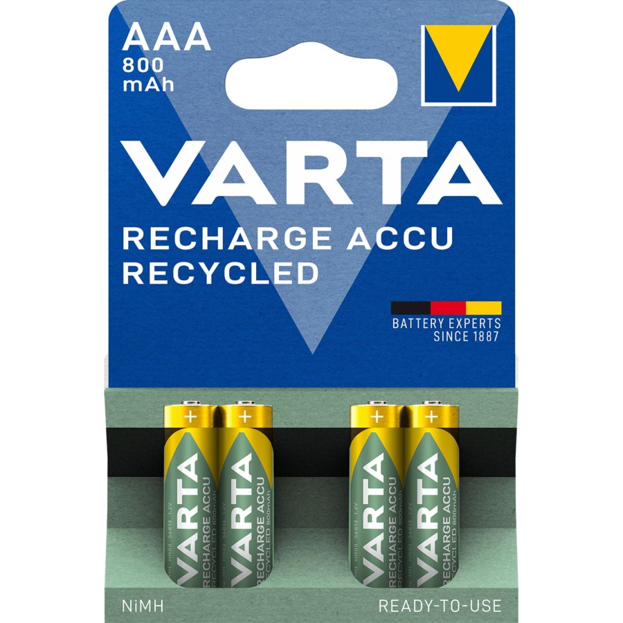 50x4 Varta RECHARGE ACCU Recycled 800 mAH AAA Micro NiMH #1