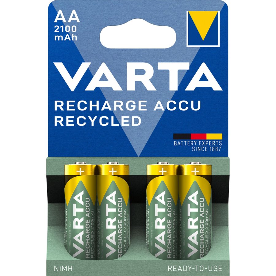 10x4 Varta RECHARGE ACCU Recycled 2100 mAH AA Mignon NiMH #1