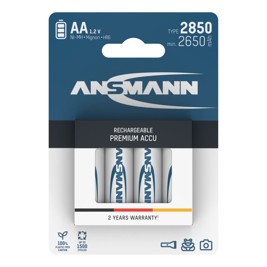1x4 Ansmann NiMH rech. battery 2850 Mignon AA 2650 mAh #1