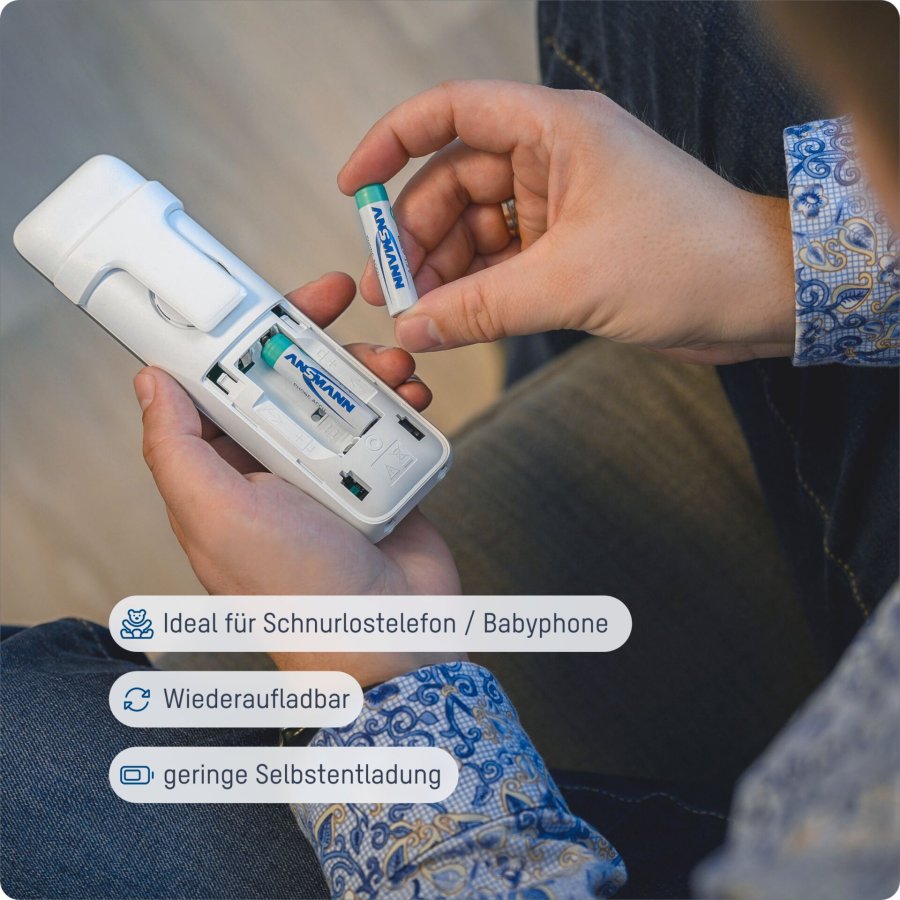 1x2 Ansmann maxE NiMH rech.bat. Micro AAA 800 mAh DECT PHONE #4
