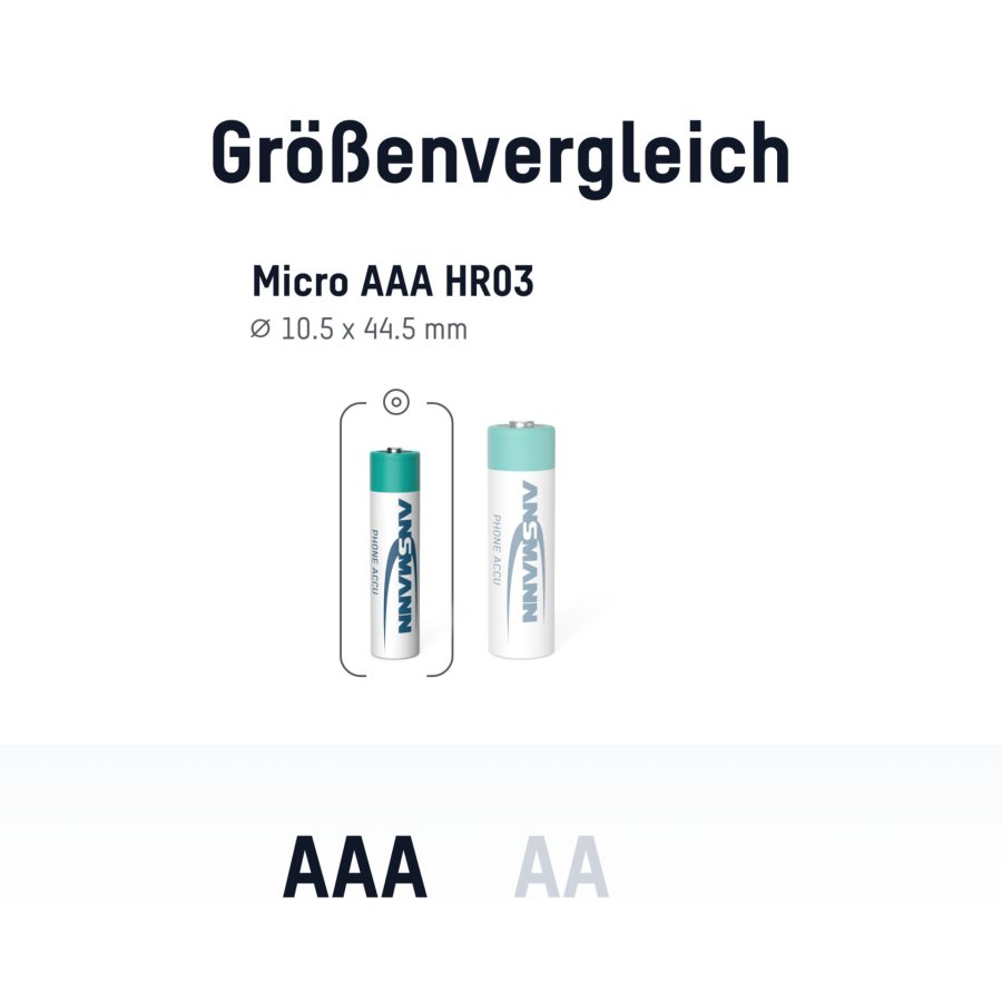 1x2 Ansmann maxE NiMH rech.bat. Micro AAA 800 mAh DECT PHONE #7