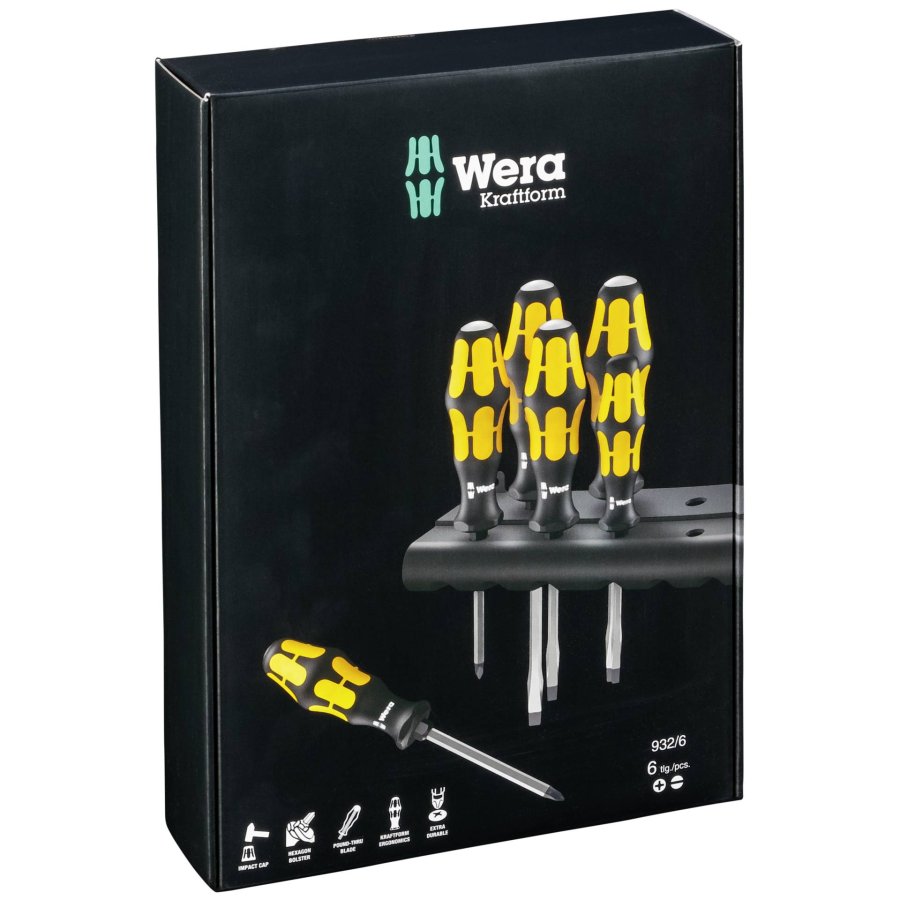 WERA 932/6 Kraftform Screwdriver Set with Rack #14
