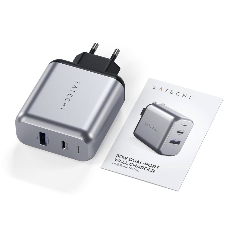 Satechi 30W Dual Port Wall Charger space gray #10