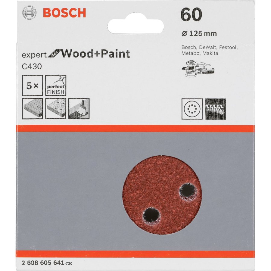 Bosch Sanding Pad C 430 D125MM Wood Grit 60 5 pcs. #1