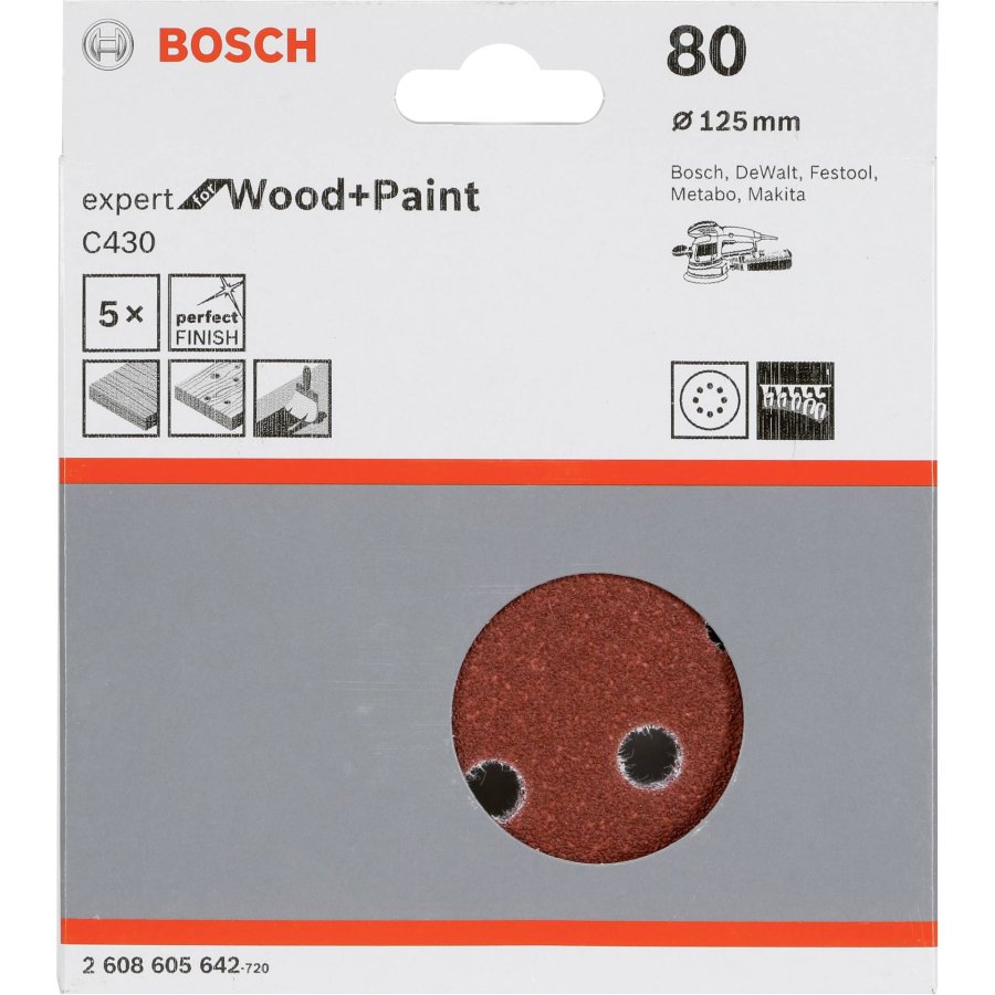 Bosch Sanding Pad C 430 D125MM Wood Grit 80 5 pcs. #1