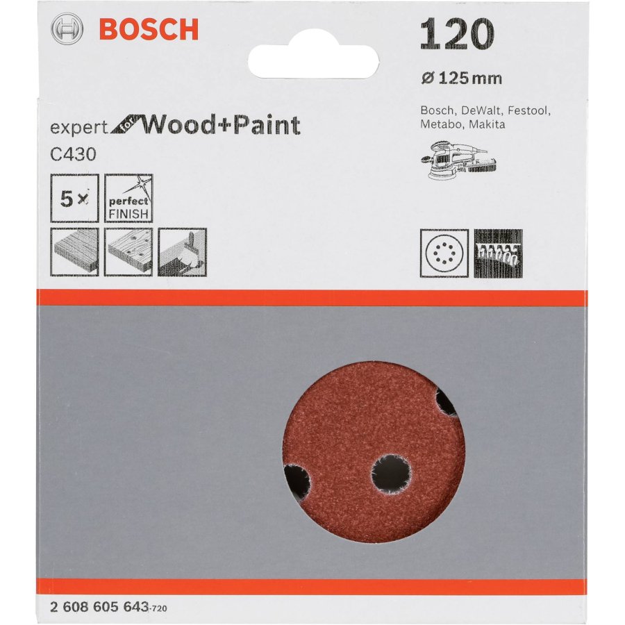 Bosch Sanding Pad C 430 D125MM Wood Grit 120 5 pcs. #1