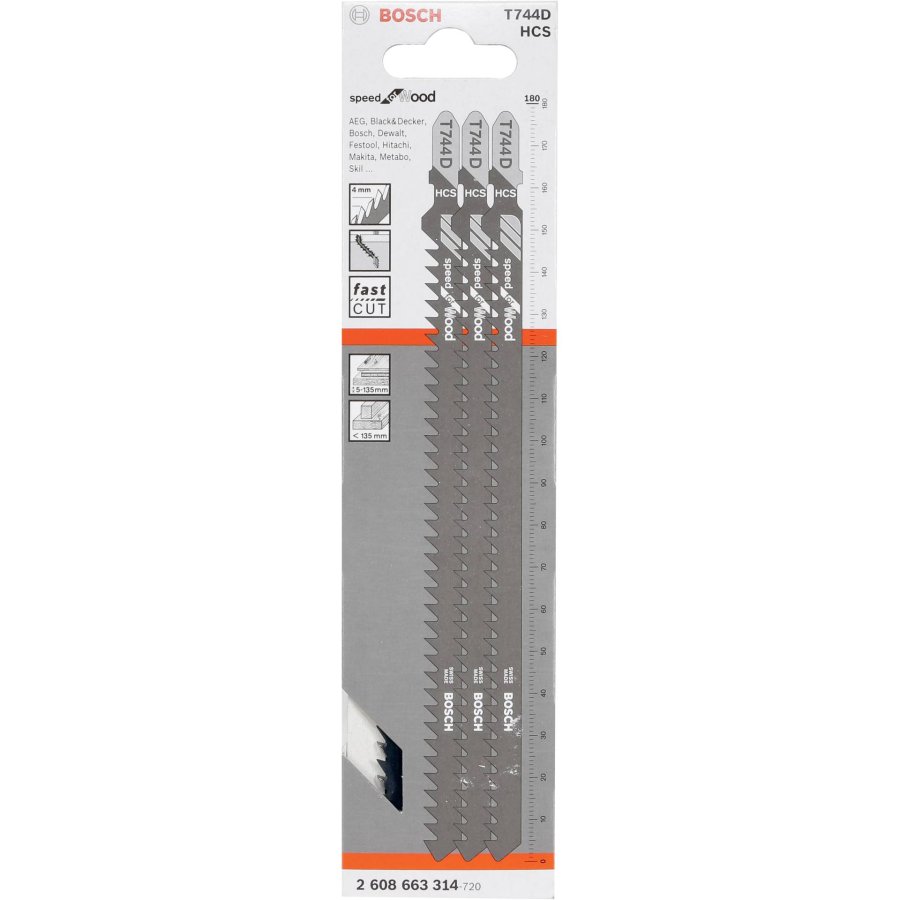 Bosch Jigsaw Blade T  744 D Wood, 3 pcs. #1