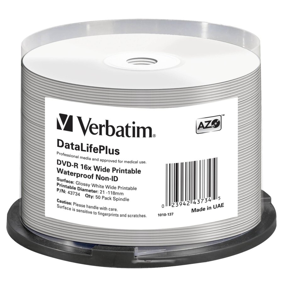 1x50 Verbatim DVD-R 4,7GB 16x Wide glossy waterproof print #1