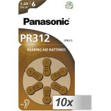 10x1 Panasonic PR 312 Hearing Aid Batteries Zinc Air 6 pcs. #1