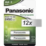12x2 Panasonic Accu NiMH Mignon AA 2450 mAh Rechargeable Evolta #1