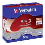 1x5 Verbatim BD-RE Blu-Ray 50GB 2x Speed, White Blue Surface JC #1