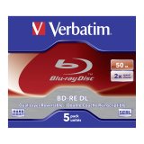 1x5 Verbatim BD-RE Blu-Ray 50GB 2x Speed, White Blue Surface JC #2