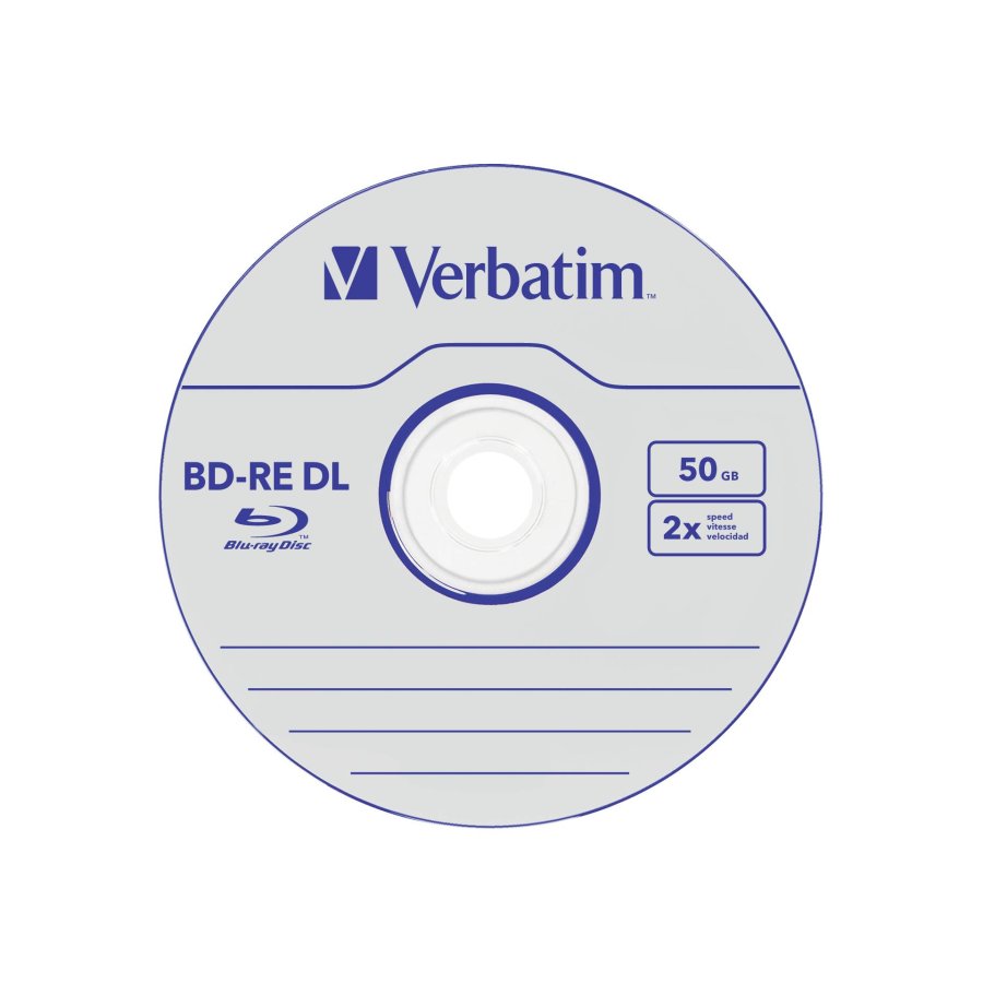 1x5 Verbatim BD-RE Blu-Ray 50GB 2x Speed, White Blue Surface JC #3