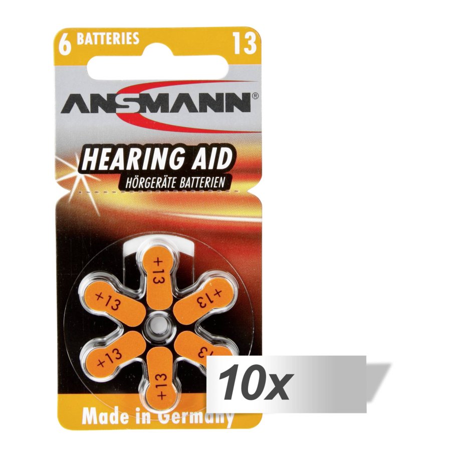 10x6 Ansmann Zinc-Air 13 (PR48) Hearing Aid Batteries #1