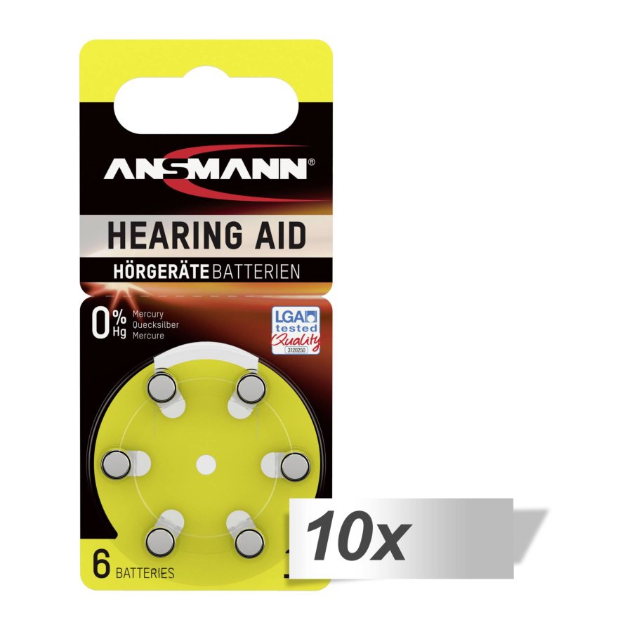 10x6 Ansmann Zinc-Air 10 (PR70) Hearing Aid Batteries #1