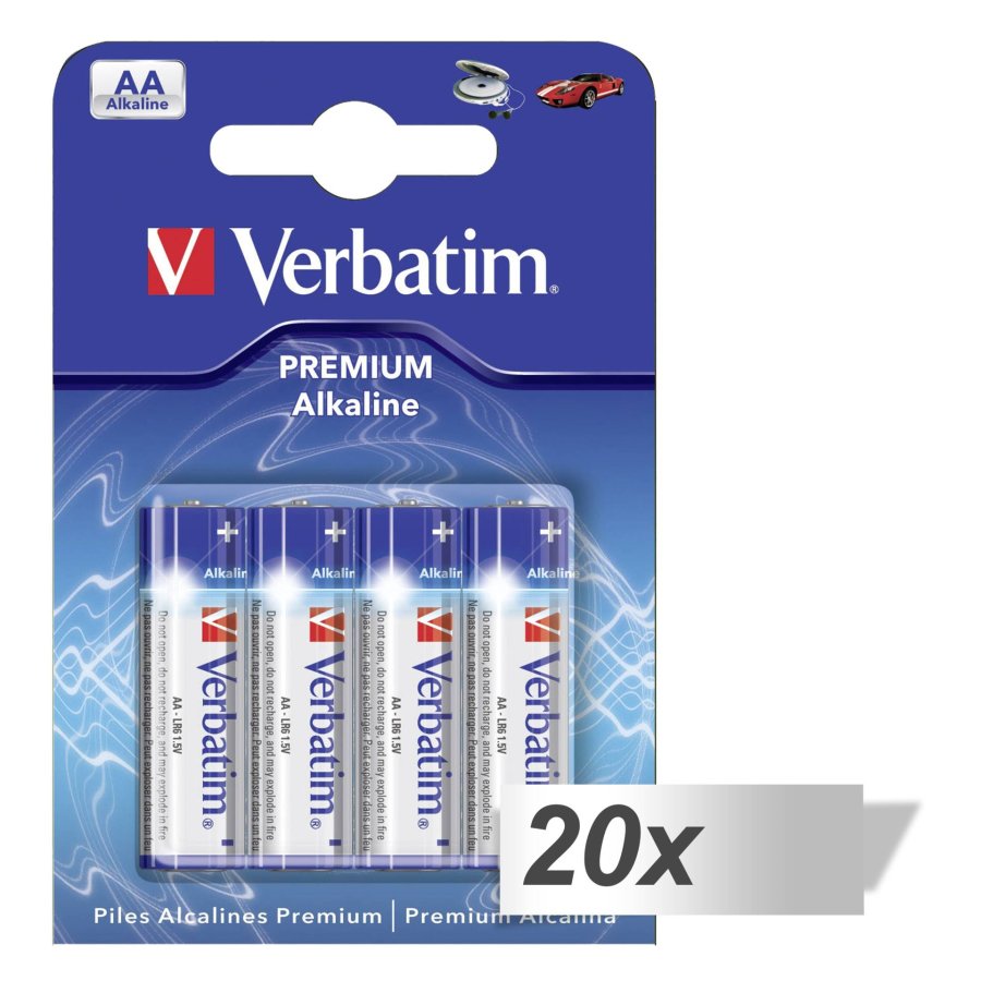 20x4 Verbatim Alkaline battery Mignon AA LR6              49921 #1
