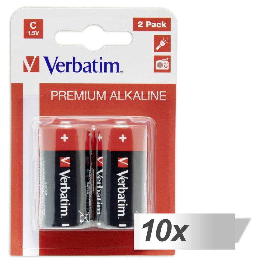 10x2 Verbatim Alkaline battery Baby C LR 14               49922 #1