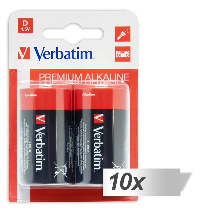 10x2 Verbatim Alkaline battery Mono D LR 20               49923 #1