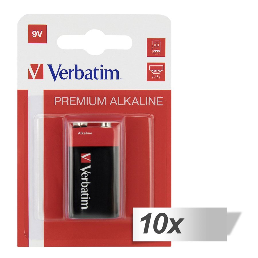 10x1 Verbatim Alkaline battery 9V-Block 6 LR 61           49924 #1