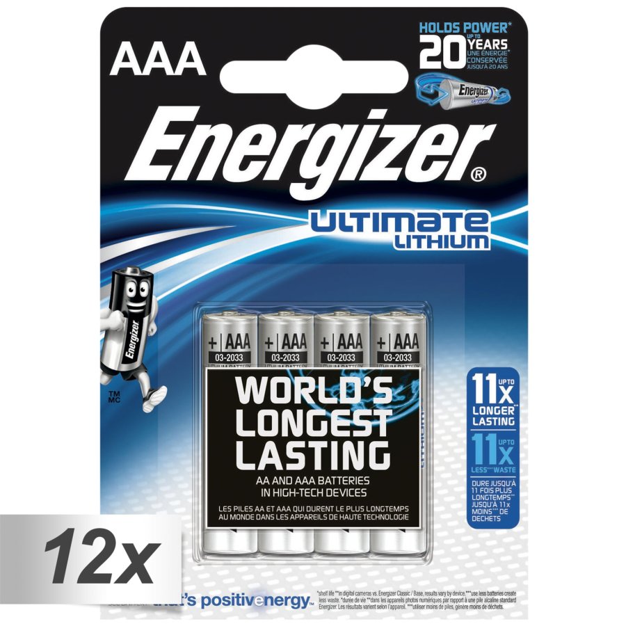 12x4 ENERGIZER Ultimate Lithium Micro AAA LR 03 1,5V #1