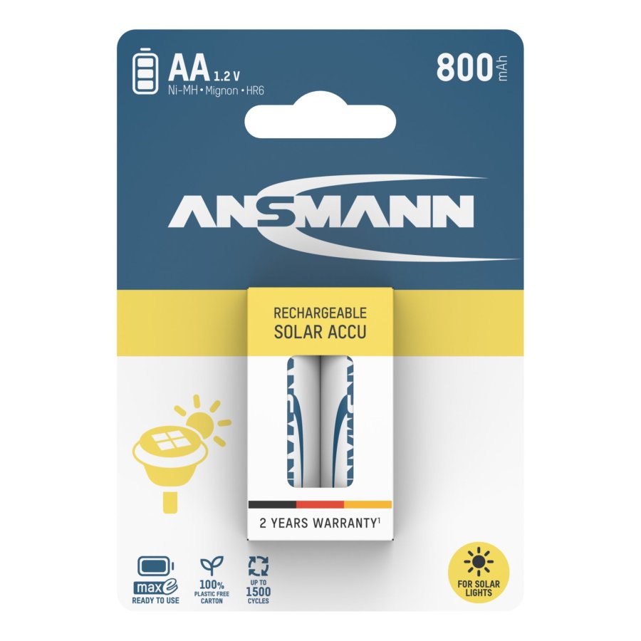 12x2 Ansmann maxE NiMH bat. Mignon AA 800 mAh SOLAR  5035513 #1