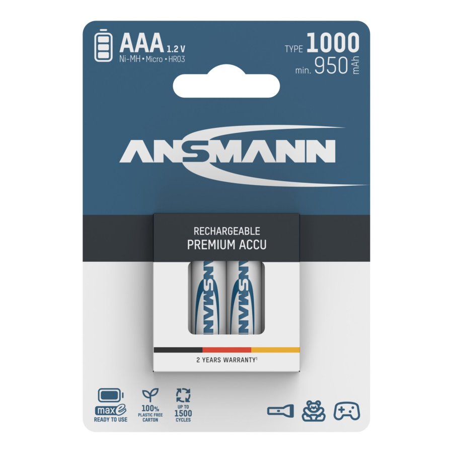 12x4 Ansmann NiMH bat. 1000 Micro AAA 950 mAh #1