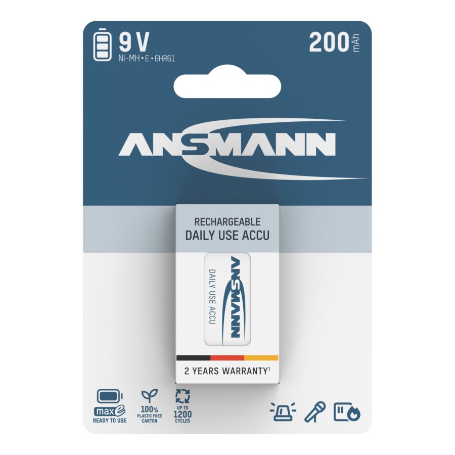 6x1 Ansmann maxE NiMH bat. 9V-Block 200 mAh         5035342 #1