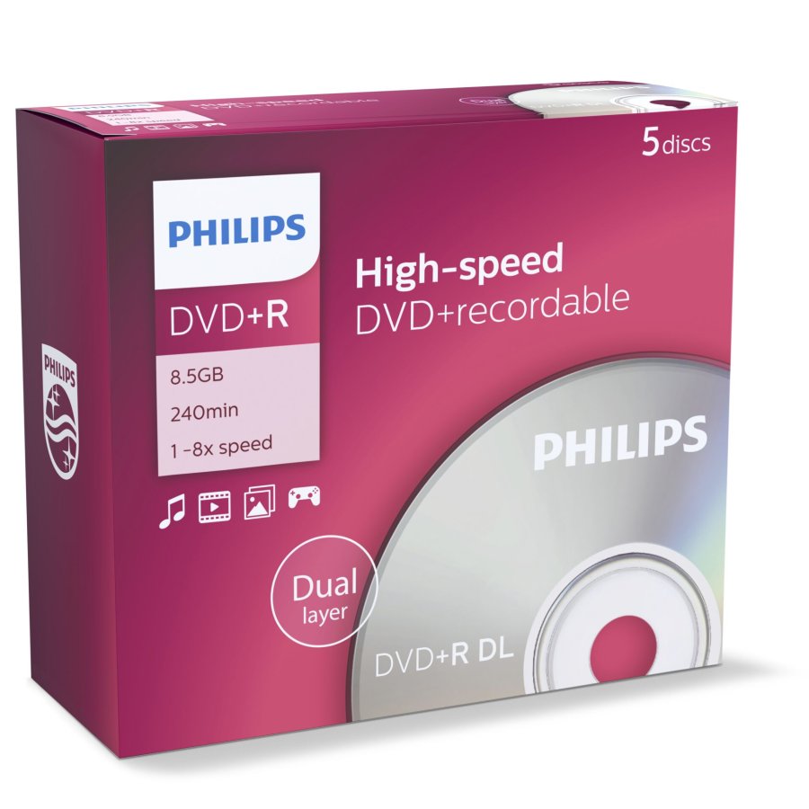 1x5 Philips DVD+R 8,5GB DL 8x JC #1