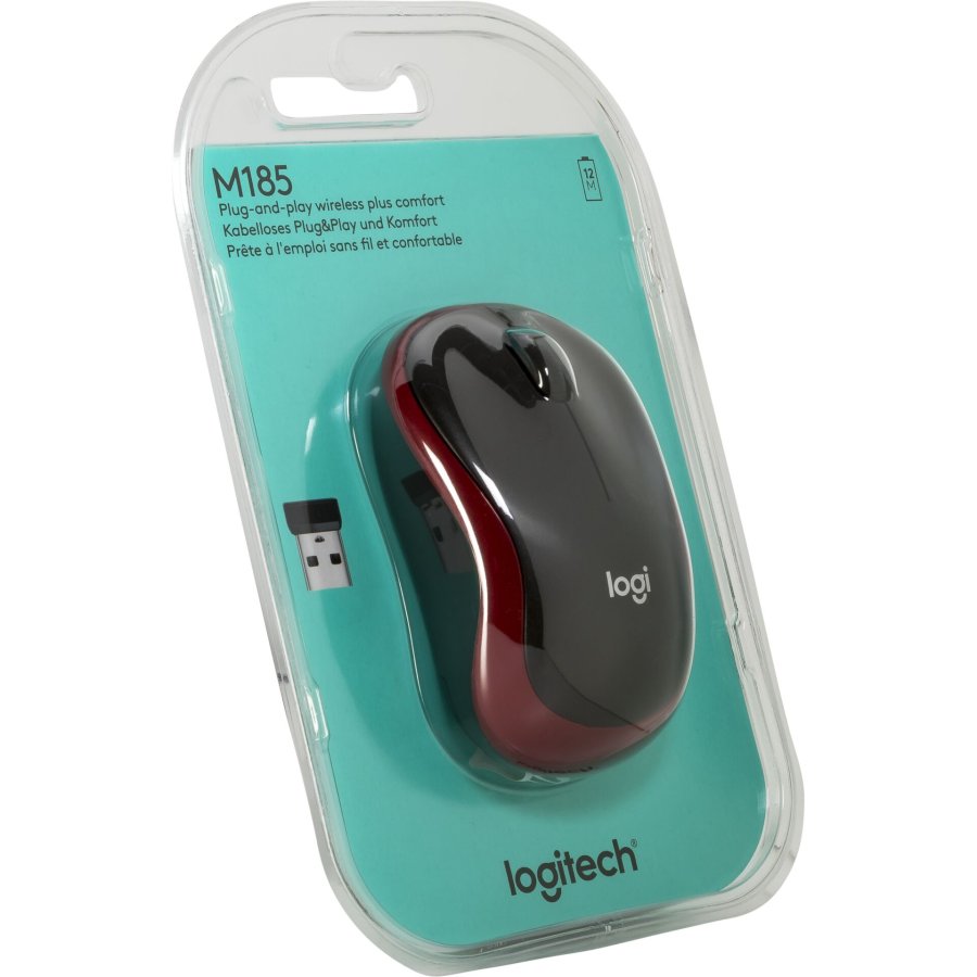 M185 Cordless Optical Mouse - Rd/Sort #1