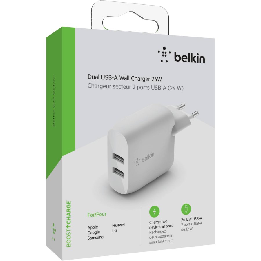 Belkin Dual USB-A Charger, 24W white WCB002vfWH #2