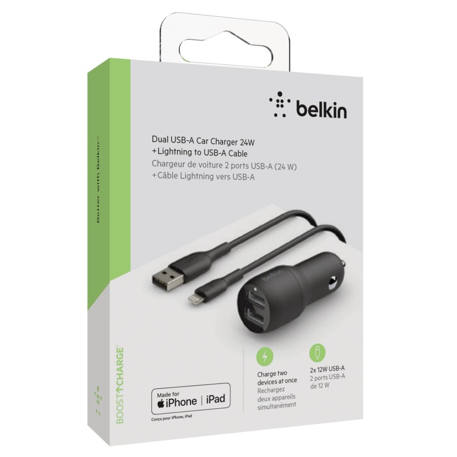 Belkin USB-A Car Charger 24W 1m Lightning-Cable  CCD001bt1MBK #2