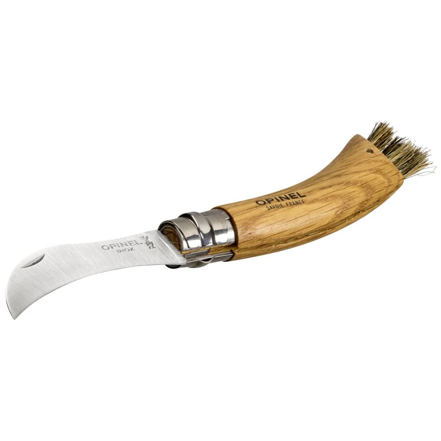 Opinel mushroom knife oak handle w. brush + pencil case & sheath #2