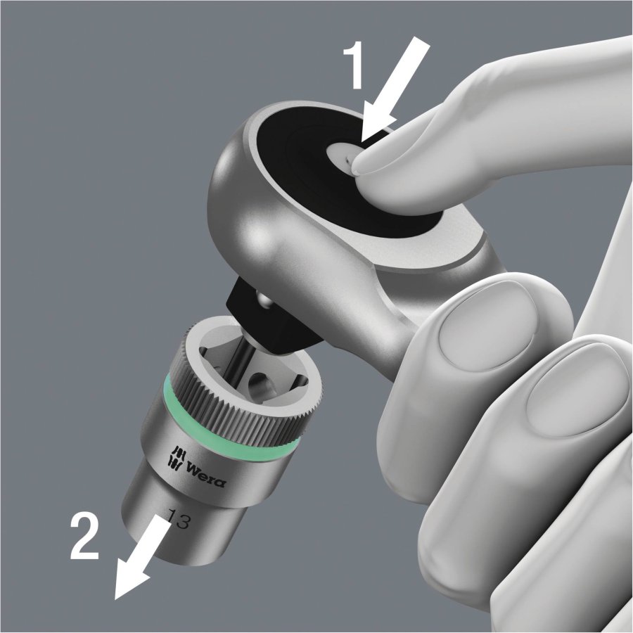 WERA 8100 SA 7 Zyklop Metal ratchet set push-through square #8
