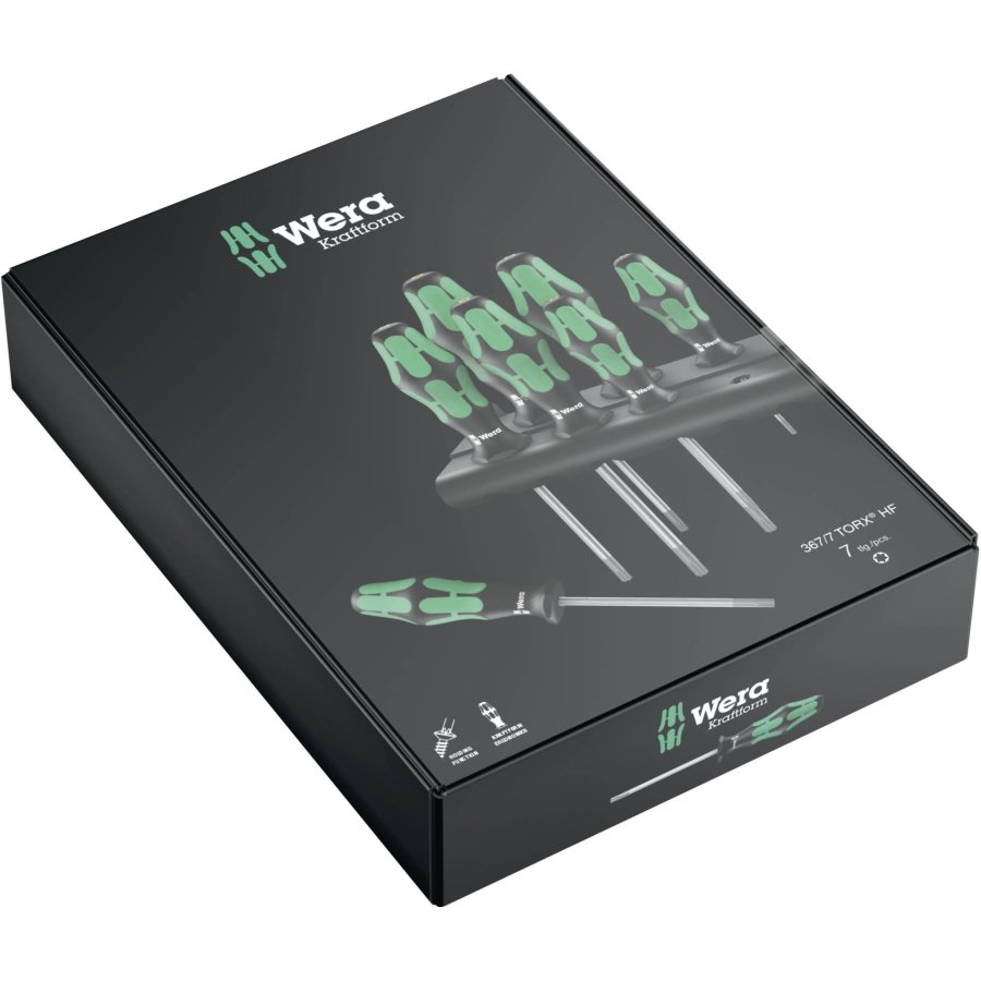 WERA 367/7 TORX HF Kraftform Plus screwdr. set w. holding fu. #2