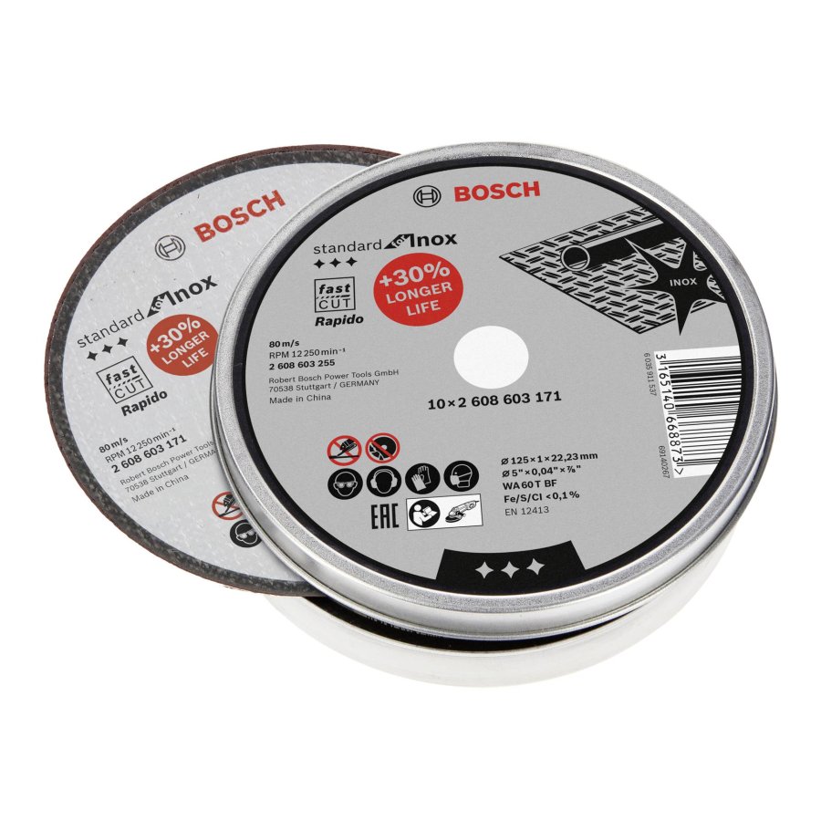 Bosch cutting disk straight for Inox Rapido in Dose 10x125,1mm #1