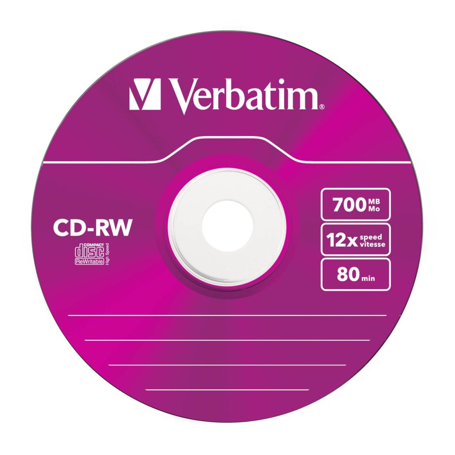 1x5 Verbatim CD-RW 80 / 700MB 10x Speed, Colour, Slim #6