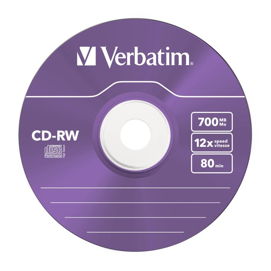 1x5 Verbatim CD-RW 80 / 700MB 10x Speed, Colour, Slim #7