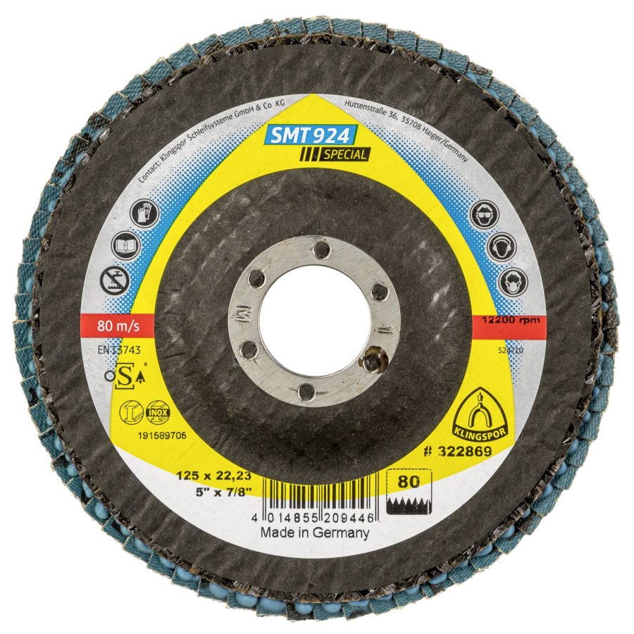 Klingspor SMT 924 abrasive mop disc 125x22,23 mm Grain 80 curve #1
