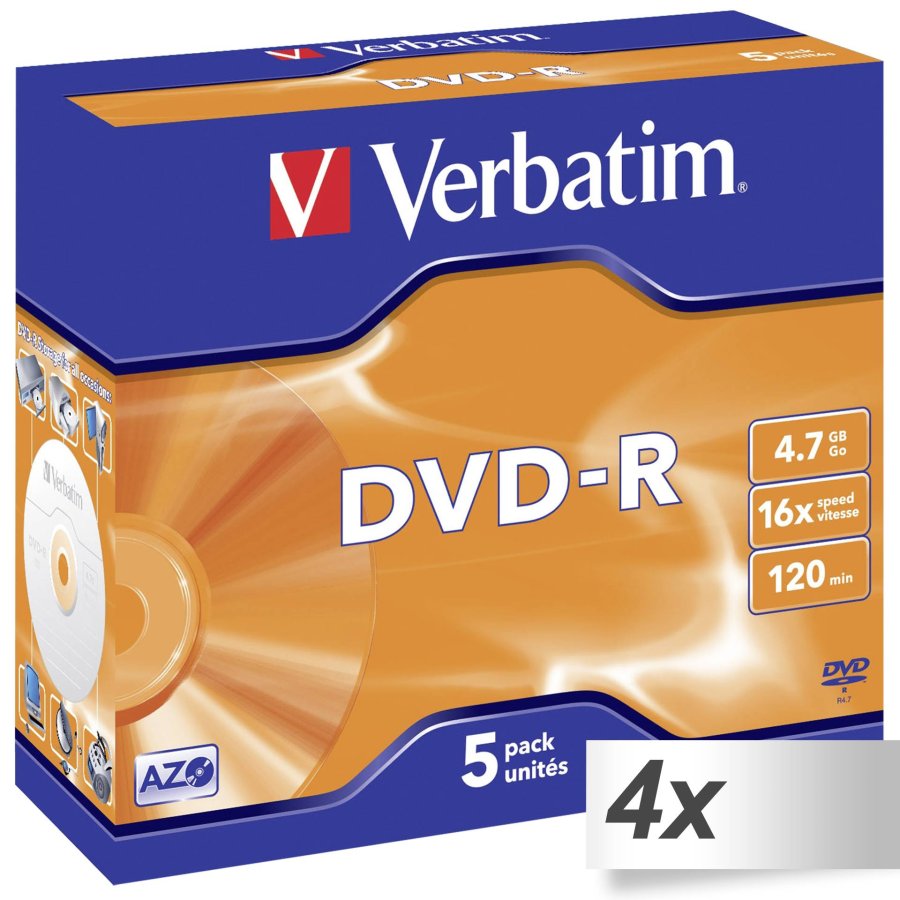 4x5 Verbatim DVD-R 4,7GB 16x Speed, Jewel Case #1