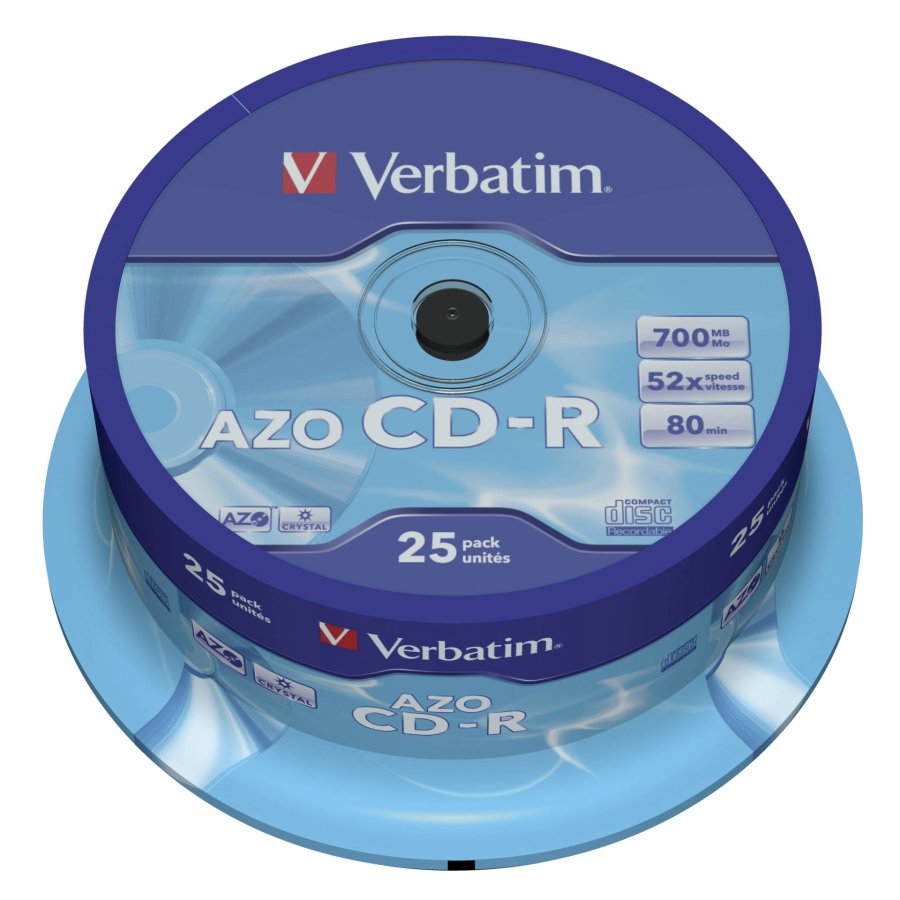 1x25 Verbatim Data Life Plus CD-R 80, 52x Speed, cake box #1